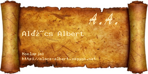 Alács Albert névjegykártya